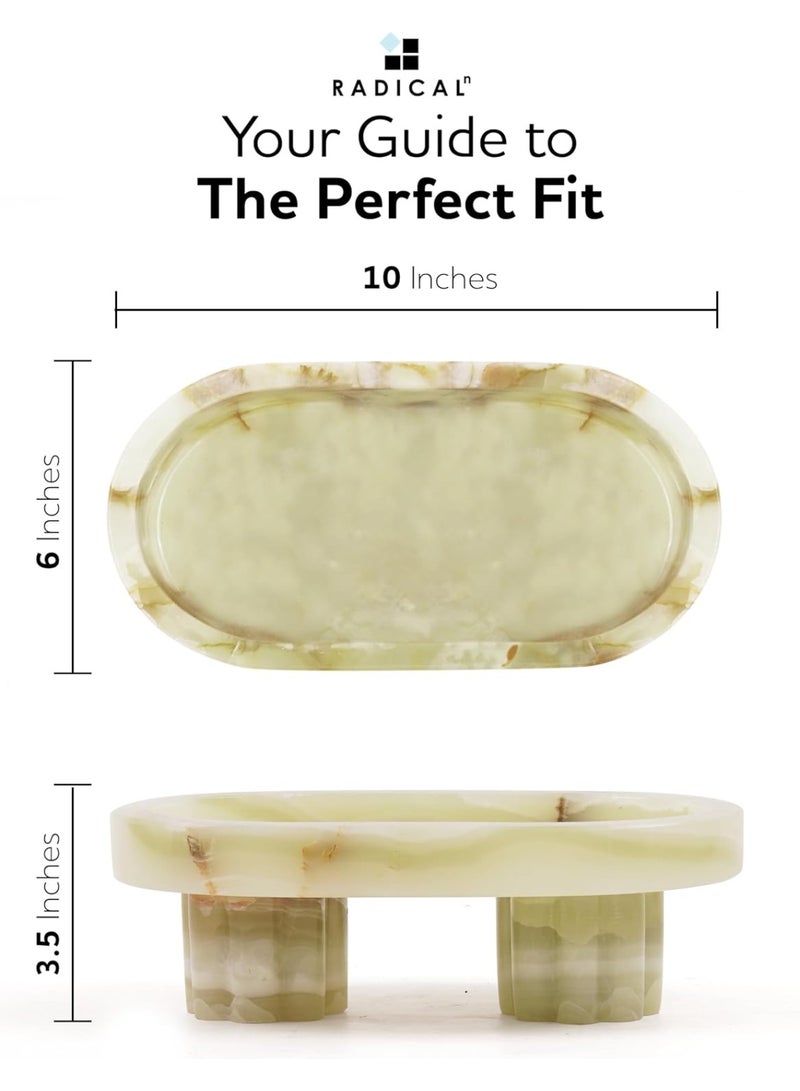 RADICALn Handmade Green Marble Oval Tray with Stand 10 Inch, Bathroom Vanity & Countertop Tray, Ideal for Home, Kitchen, Jewelry, Perfume, Decorative Tray, Perfect for Bathroom or Gift - Image 3